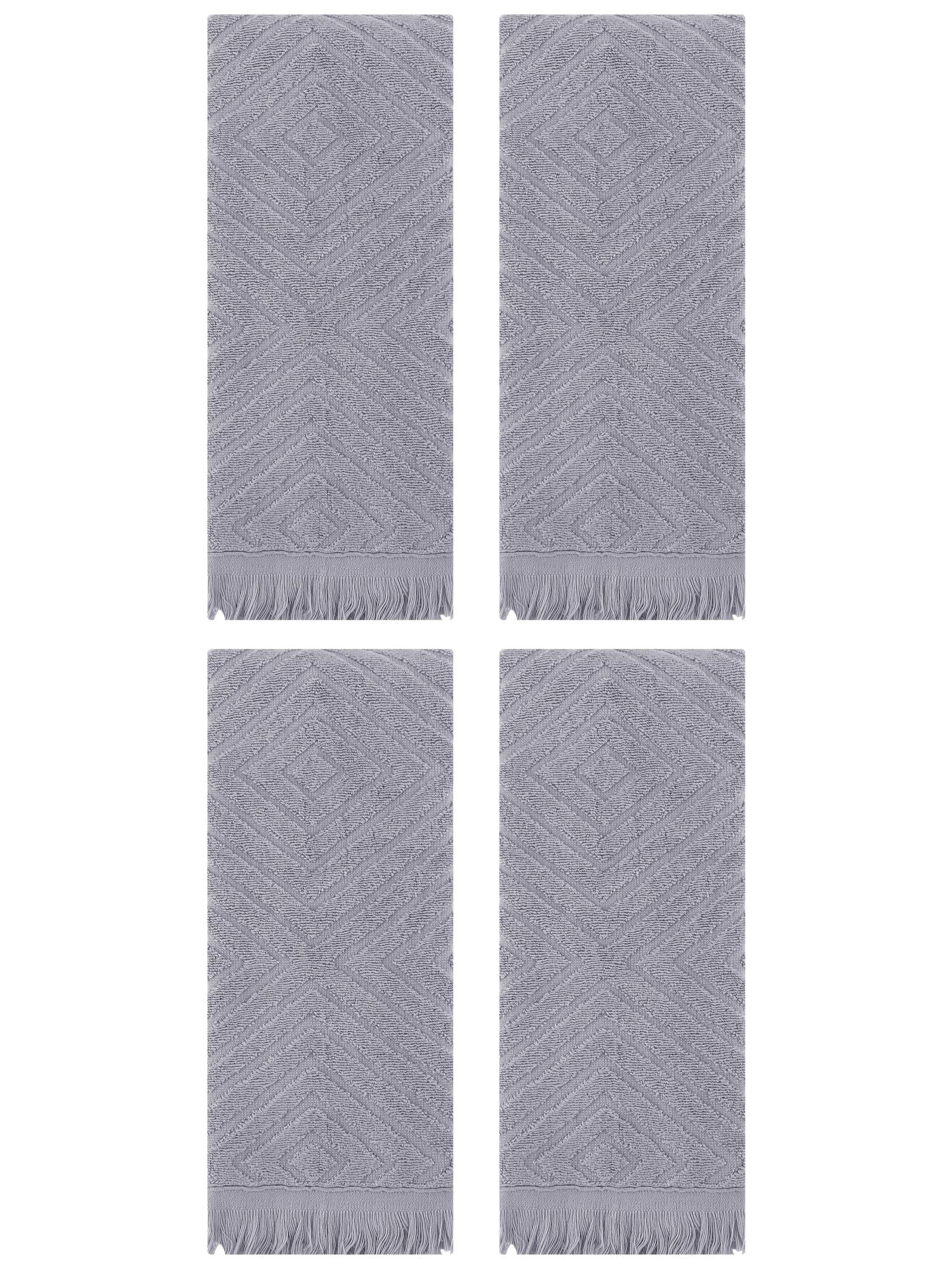 Unique Bargains 4 Pcs Cotton Geometric Patterns Turkish Towels 13" x 29" Grey