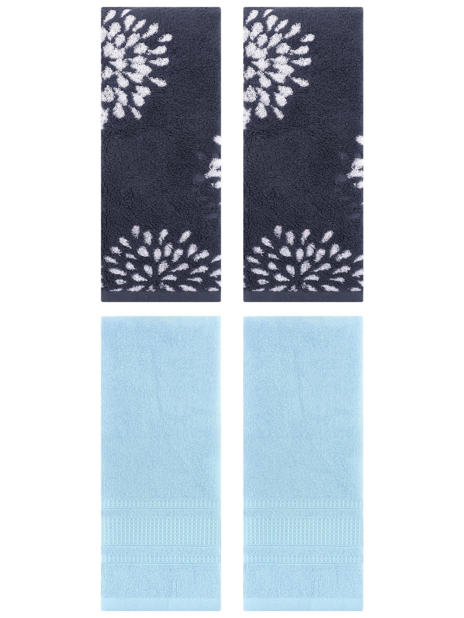 Unique Bargains 4 Pcs Cotton Hand Blue/Light Blue 14" x 30"/13" x 29"