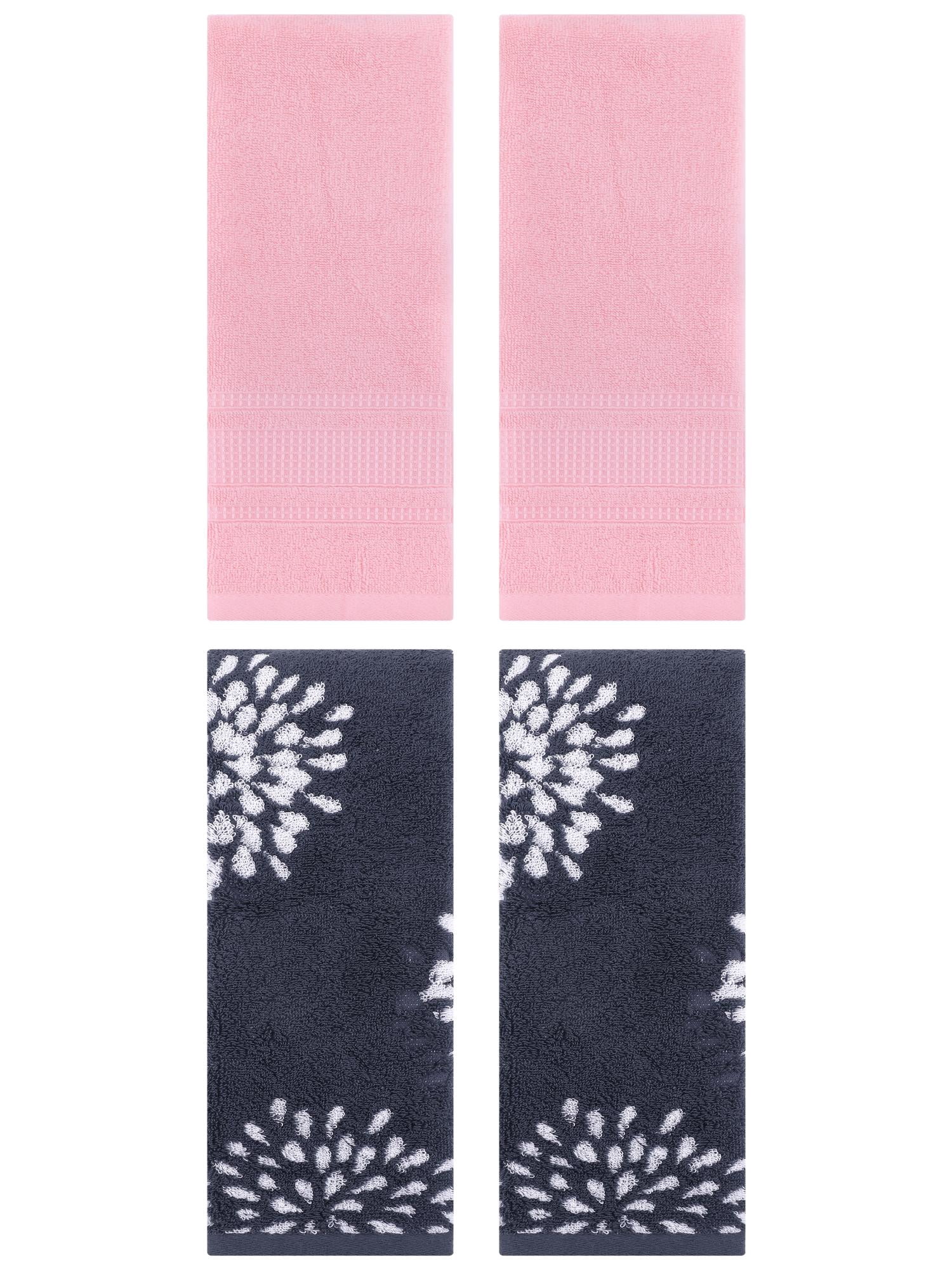 Unique Bargains 4 Pcs Cotton Hand Blue/Pink 14" x 30"/13" x 29"