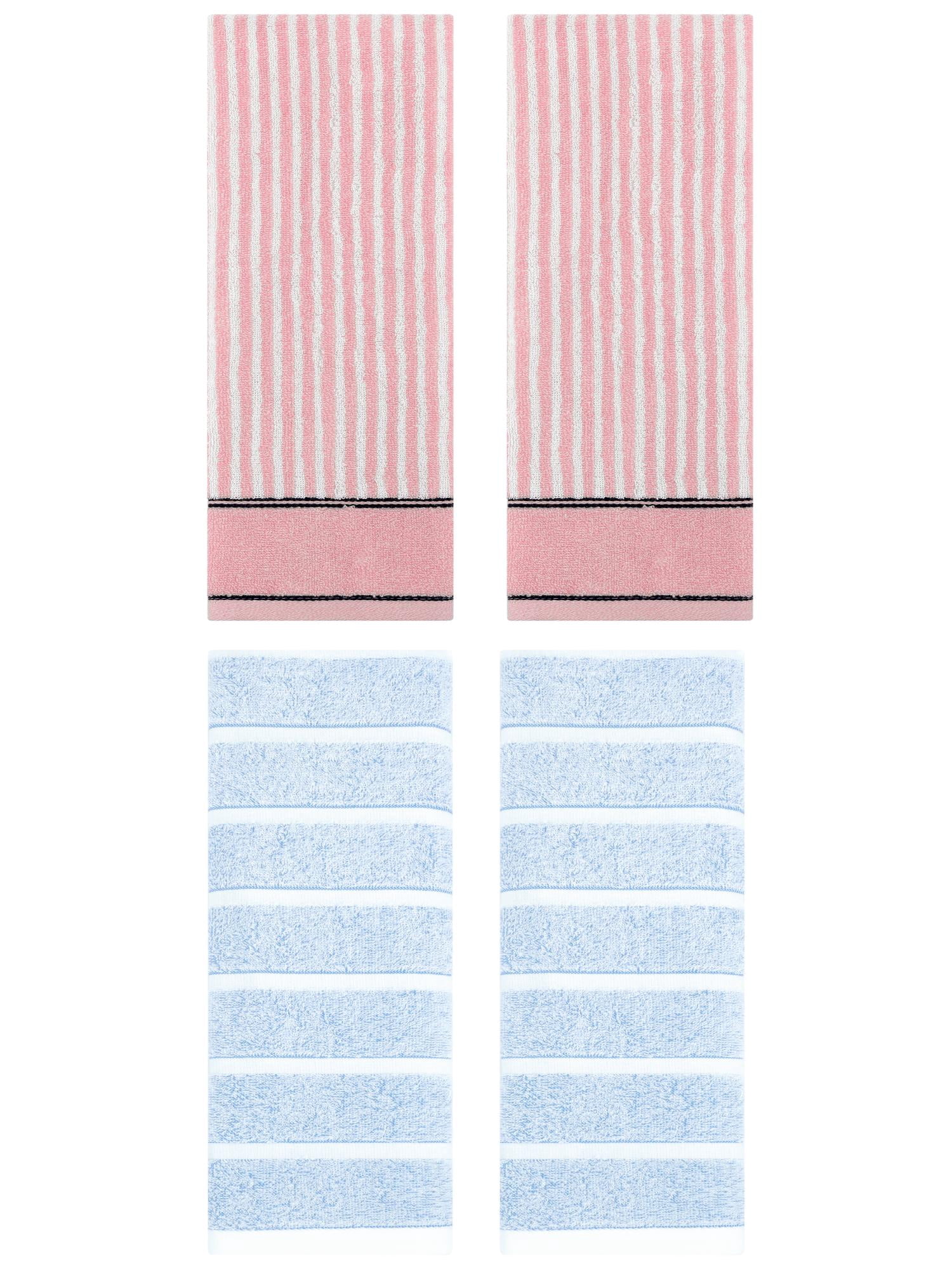 Unique Bargains 4 Pcs Cotton Hand Towel 13 x 29 Inch Blue/Pink