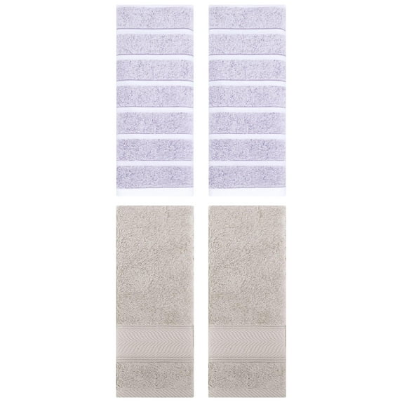 Unique Bargains 4 Pcs Cotton Hand Towel Light Purple/Light Brown 13" x 29"/14" x 30"