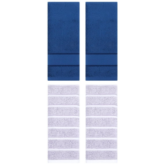 Unique Bargains 4 Pcs Cotton Hand Towel Light Purple/Navy Blue 13" x 29"/14" x 30"