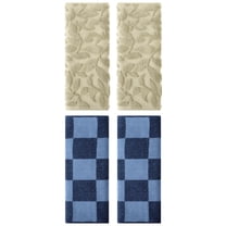 Unique Bargains 4 Pcs Cotton Hand Towel Set Dark Blue/Khaki 14" x 28"/14" x 30"