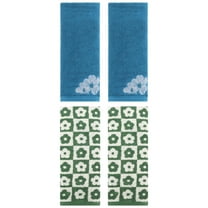 Unique Bargains 4 Pcs Cotton Hand Towel Set Green/Blue 14" x 30"/14" x 31"