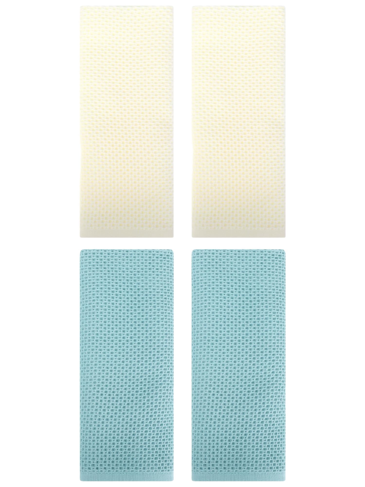 Unique Bargains 4 Pcs Cotton Hand Towel Set Light Blue/Beige 13" x 30"