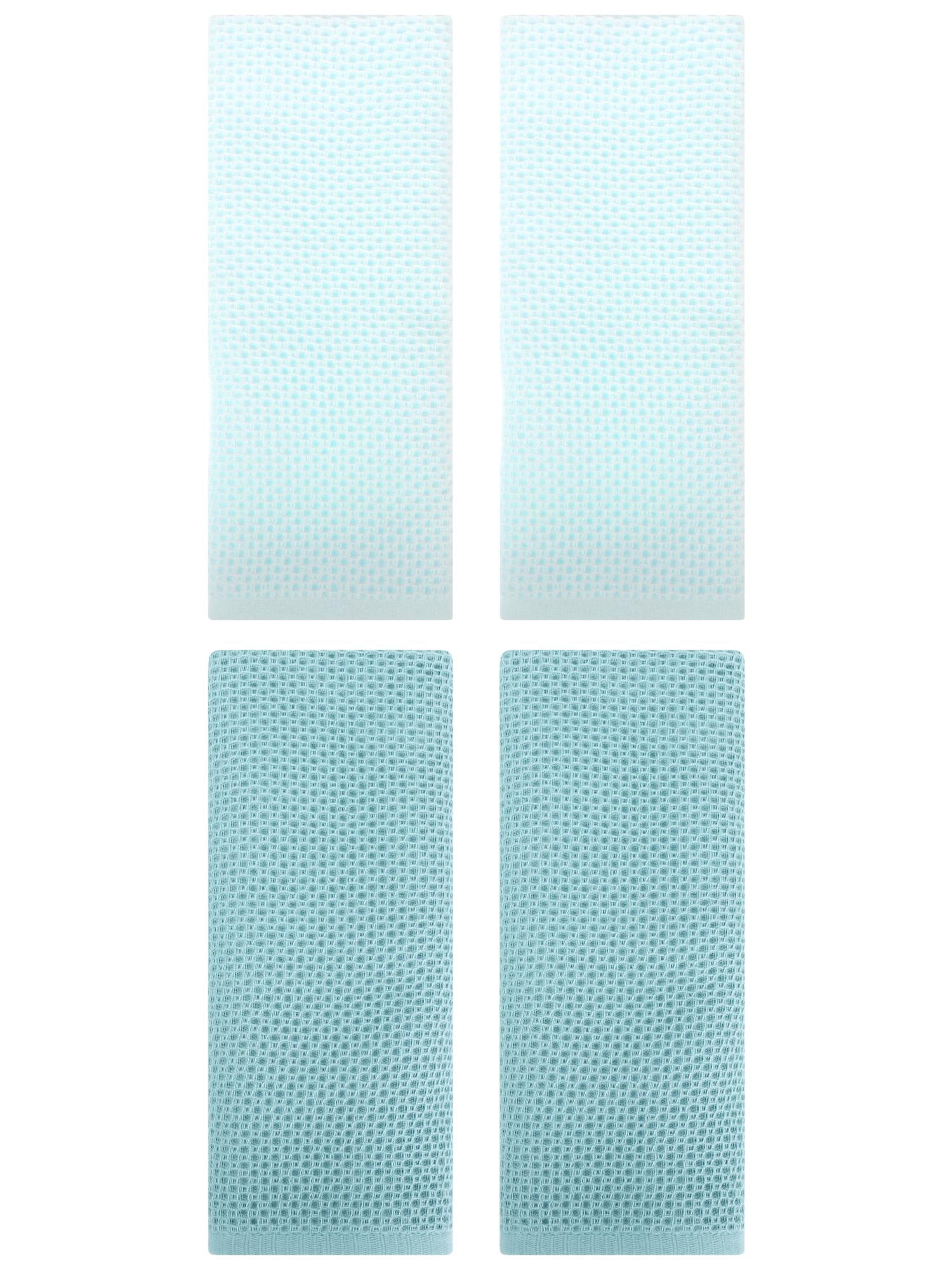 Unique Bargains 4 Pcs Cotton Hand Towel Set Light Blue/Light Cyan 13" x 30"