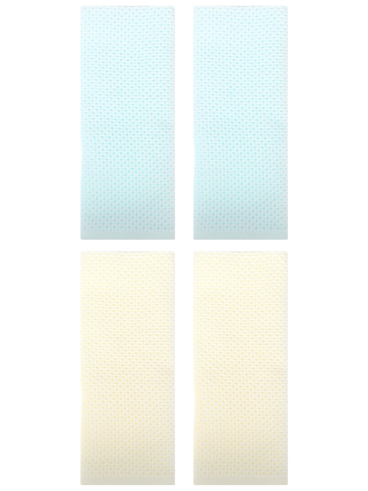 Unique Bargains 4 Pcs Cotton Hand Towel Set Light Cyan/Beige 13" x 30"