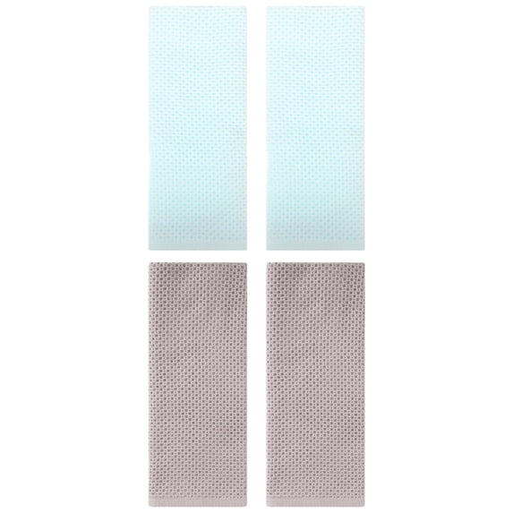 Unique Bargains 4 Pcs Cotton Hand Towel Set Light Cyan/Camel 13" x 30"