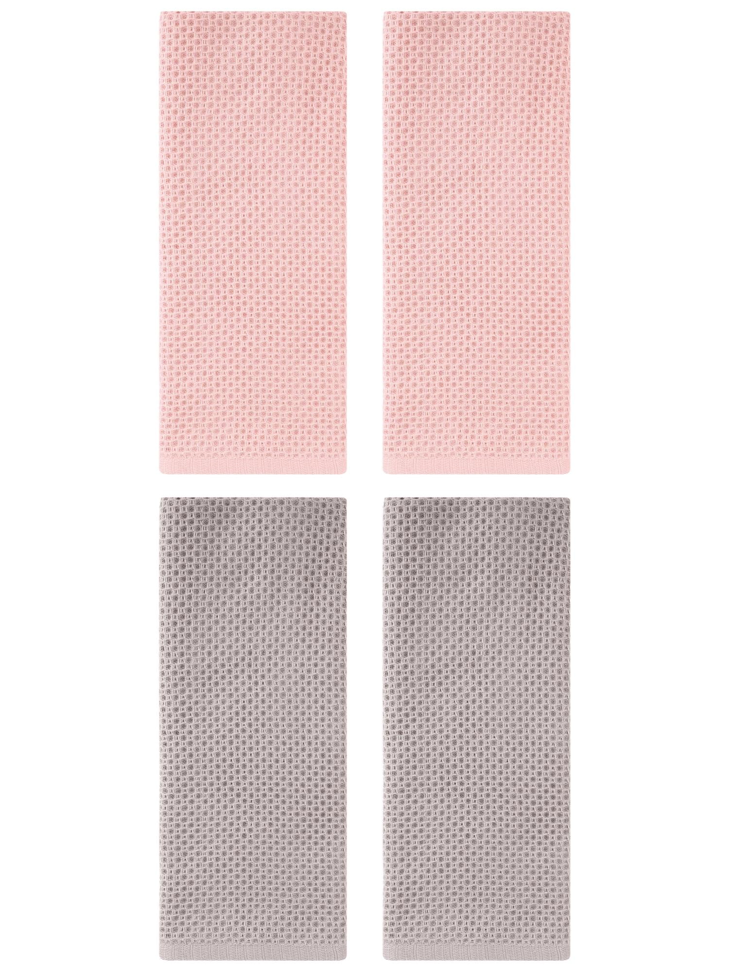 Unique Bargains 4 Pcs Cotton Hand Towel Set Pink/Camel 13" x 30"