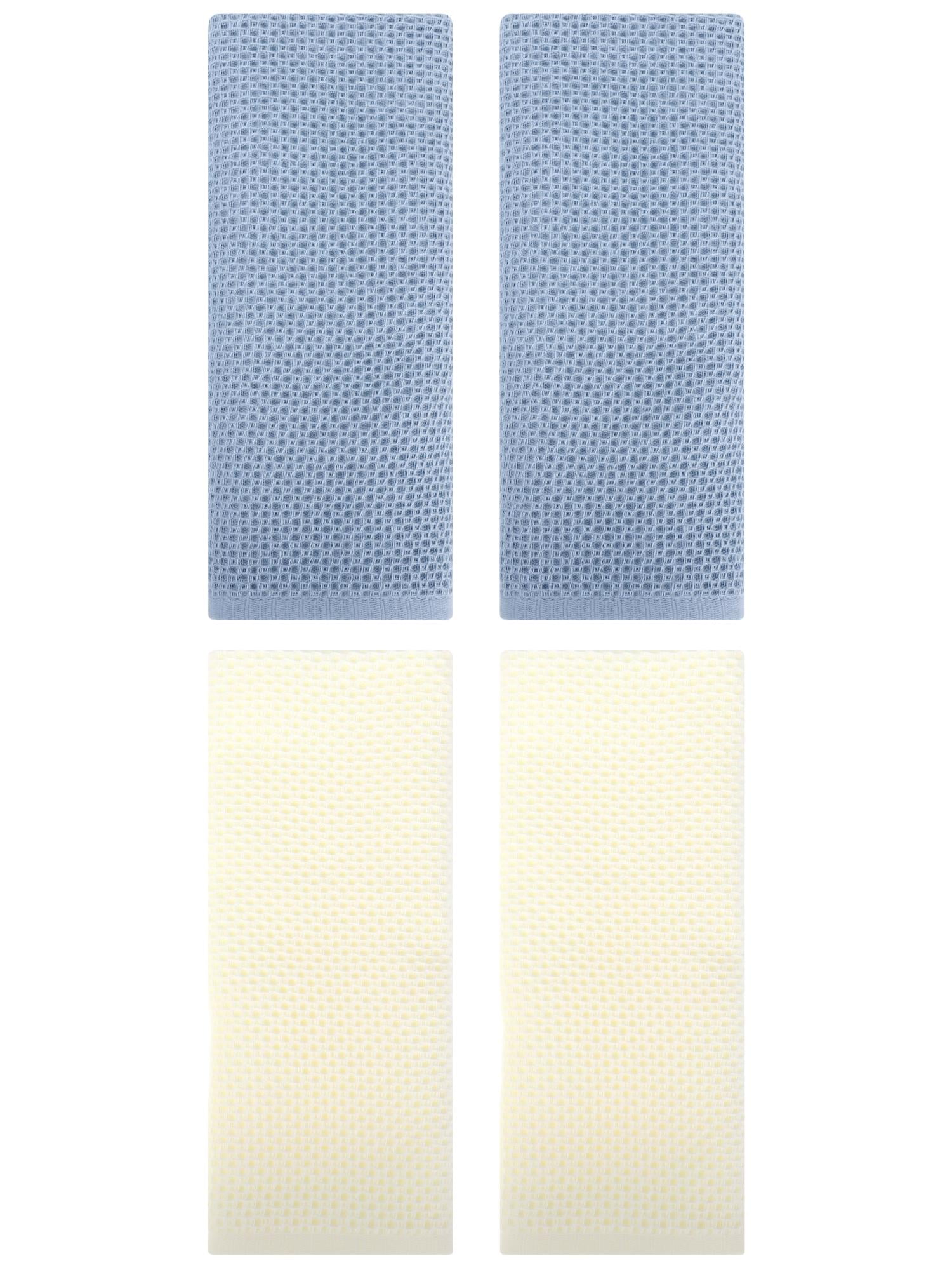 Unique Bargains 4 Pcs Cotton Hand Towel Set Steel Blue/Beige 13" x 30"