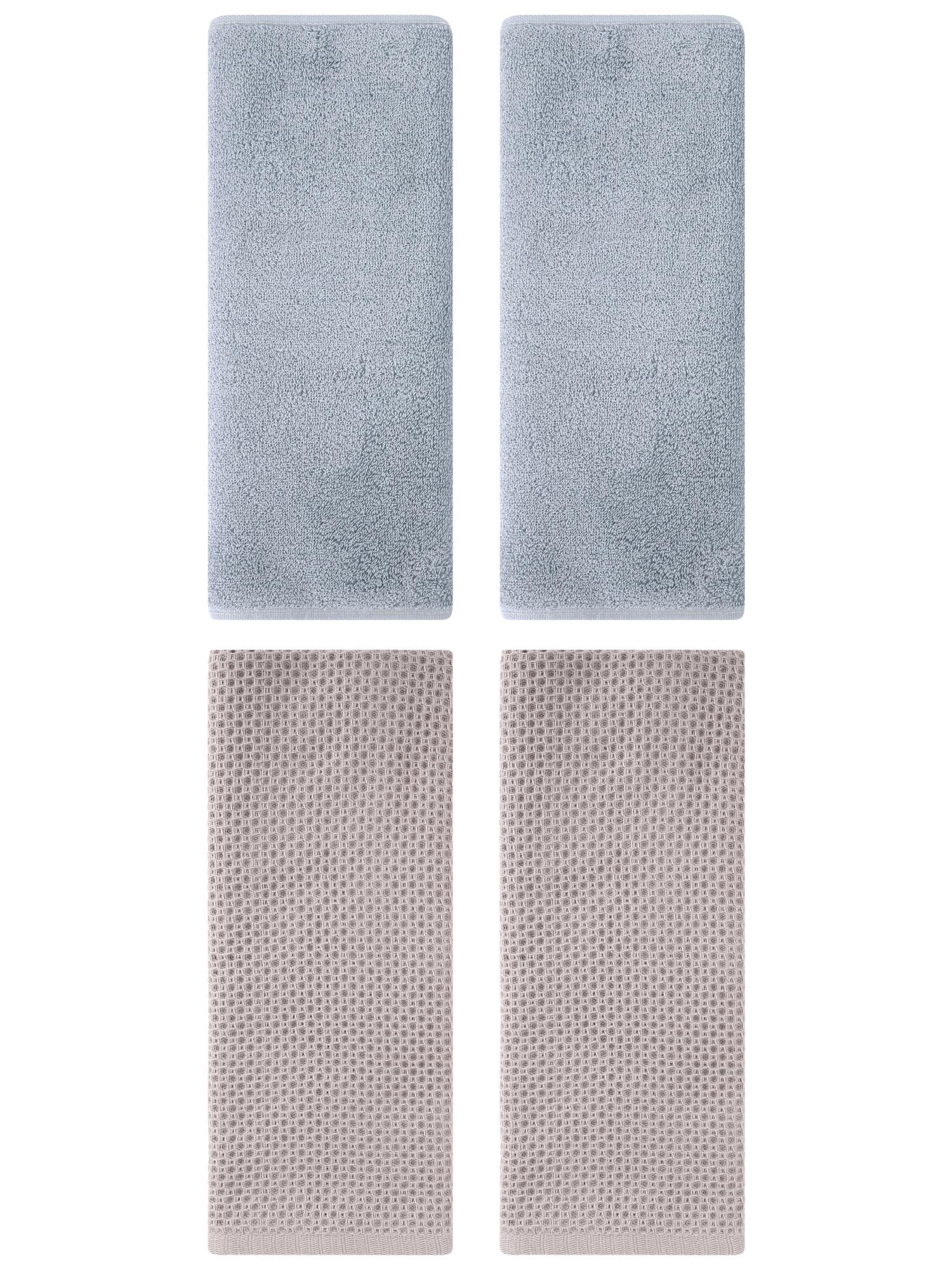 Unique Bargains 4 Pcs Cotton Hand Towels 13" x 30" Camel/Light Grey