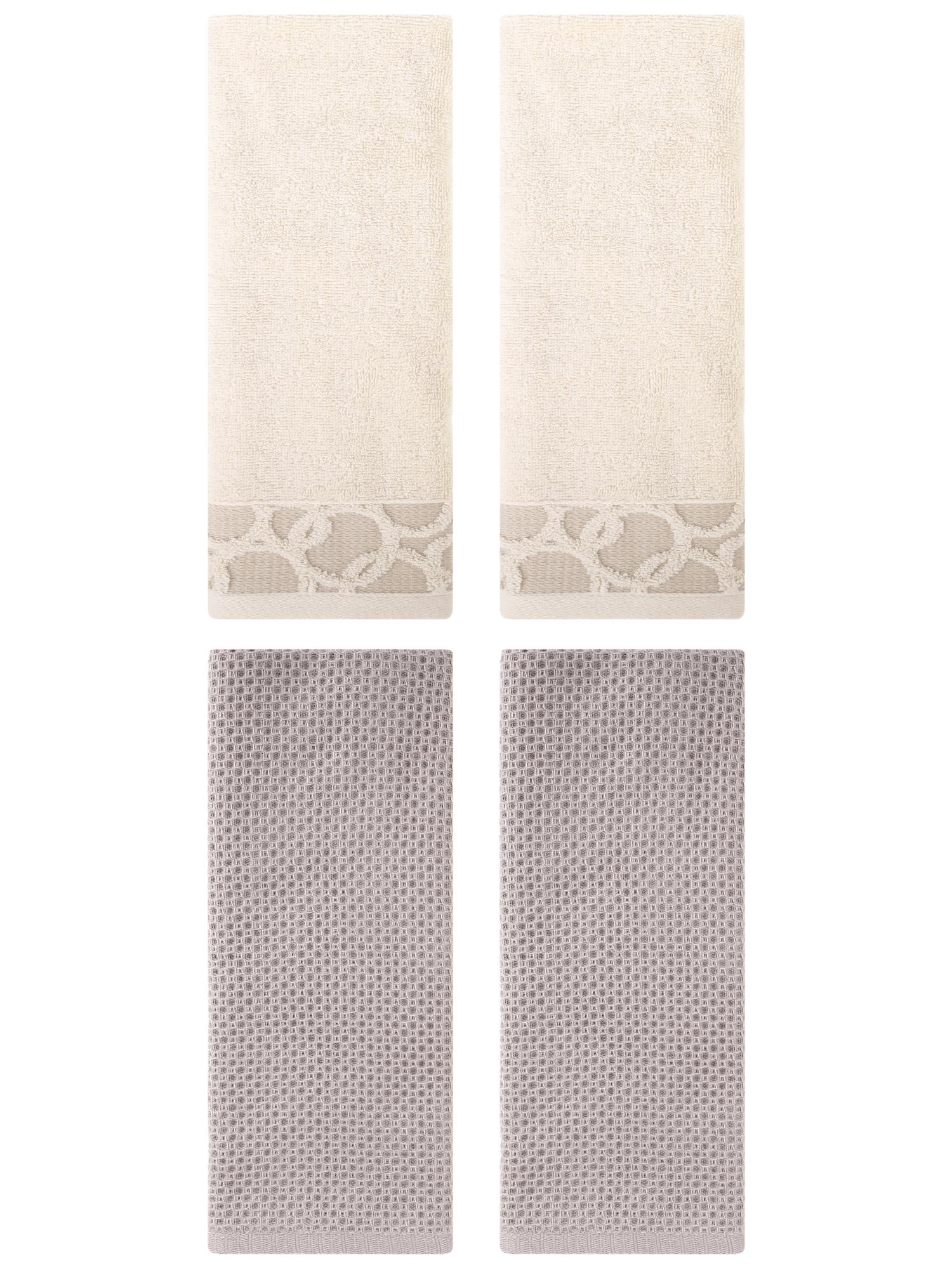 Unique Bargains 4 Pcs Cotton Hand Towels Camel 13" x 30"/13" x 29"