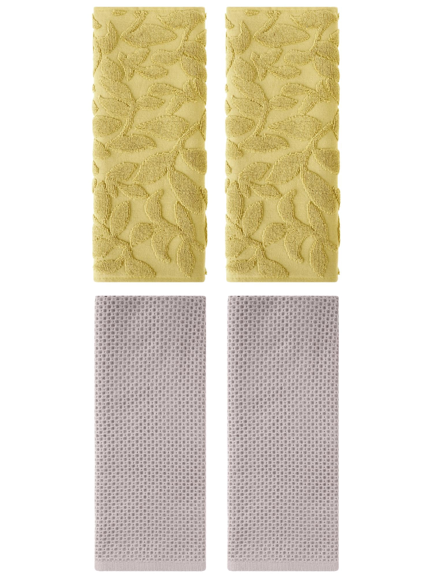 Unique Bargains 4 Pcs Cotton Hand Towels Camel/Yellow 13" x 30"/14" x 30"