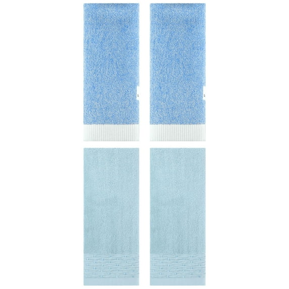 Unique Bargains 4 Pcs Cotton Quick Drying Hand Towel Blue 14" x 30"/13" x 29"