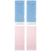 Unique Bargains 4 Pcs Cotton Quick Drying Hand Towel Pink/Blue 14" x 30"/13" x 29"