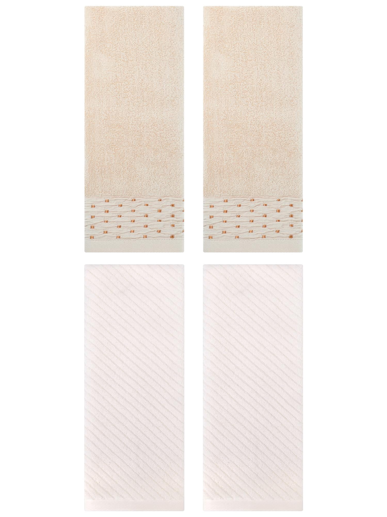 Unique Bargains 4 Pcs Cotton Quick Drying Soft Bathroom Hand Towel Light Brown/Beige