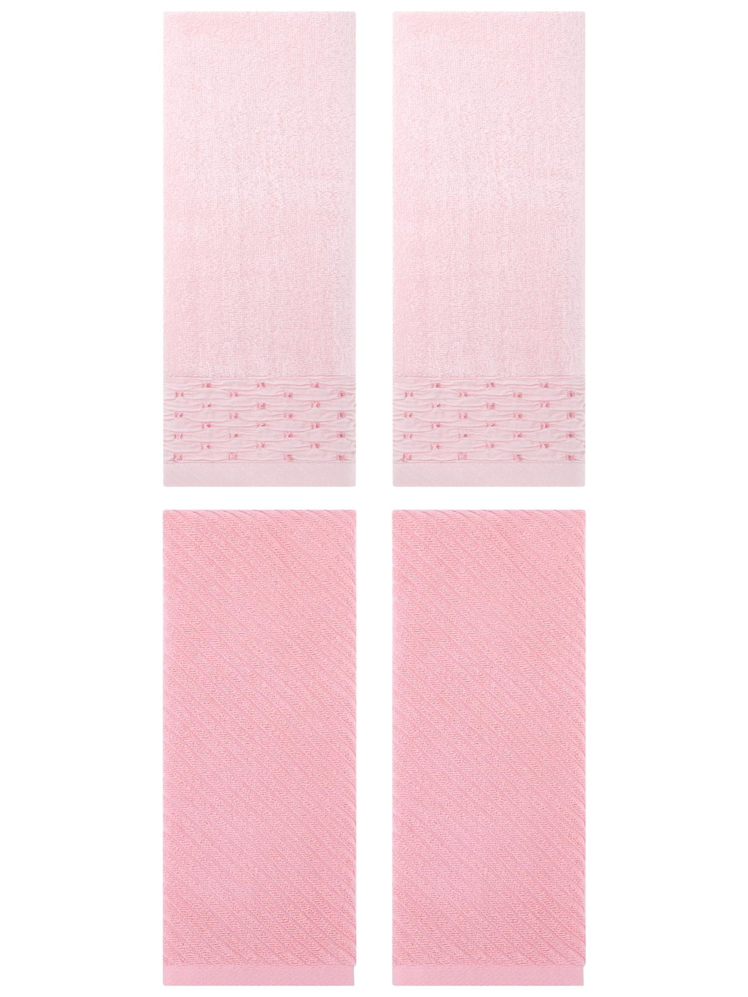 Unique Bargains 4 Pcs Cotton Quick Drying Soft Bathroom Hand Towel Pink