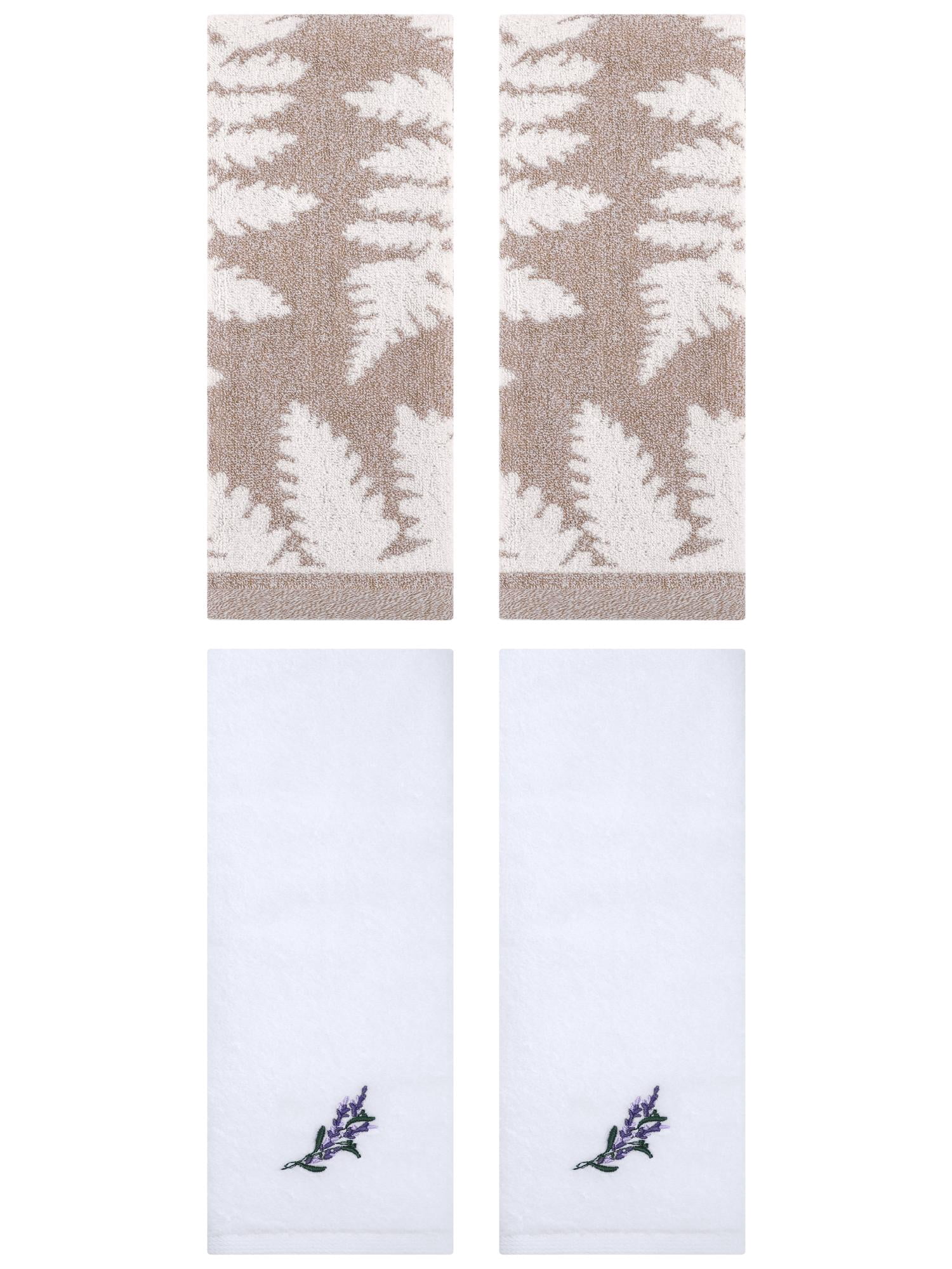 Unique Bargains 4 Pcs Cotton Soft Absorbent Hand Towels 13 x 29 Inch Brown/White