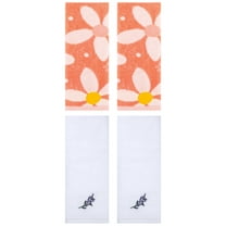 Unique Bargains 4 Pcs Cotton Soft Absorbent Hand Towels 13 x 29 Inch Orange/White