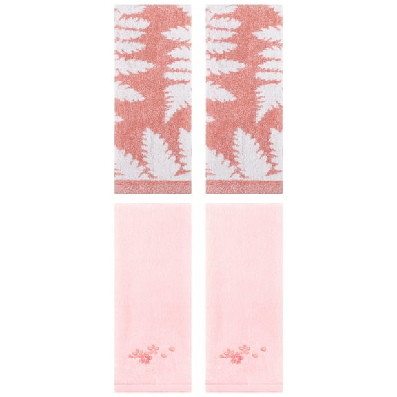 Unique Bargains 4 Pcs Cotton Soft Absorbent Hand Towels 13 x 29 Inch Pink