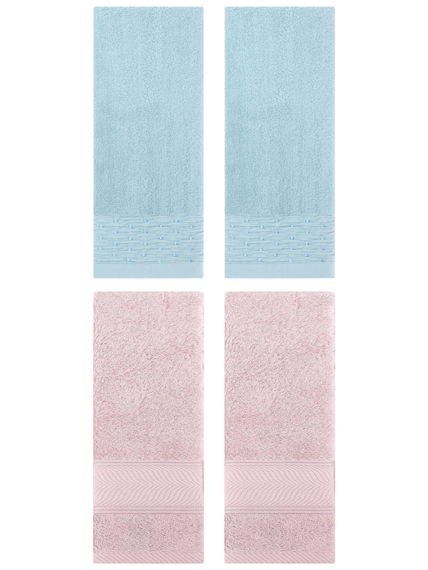Unique Bargains 4 Pcs Cotton Soft Bathroom Hand Towel 14" x 30" Blue/Light Pink