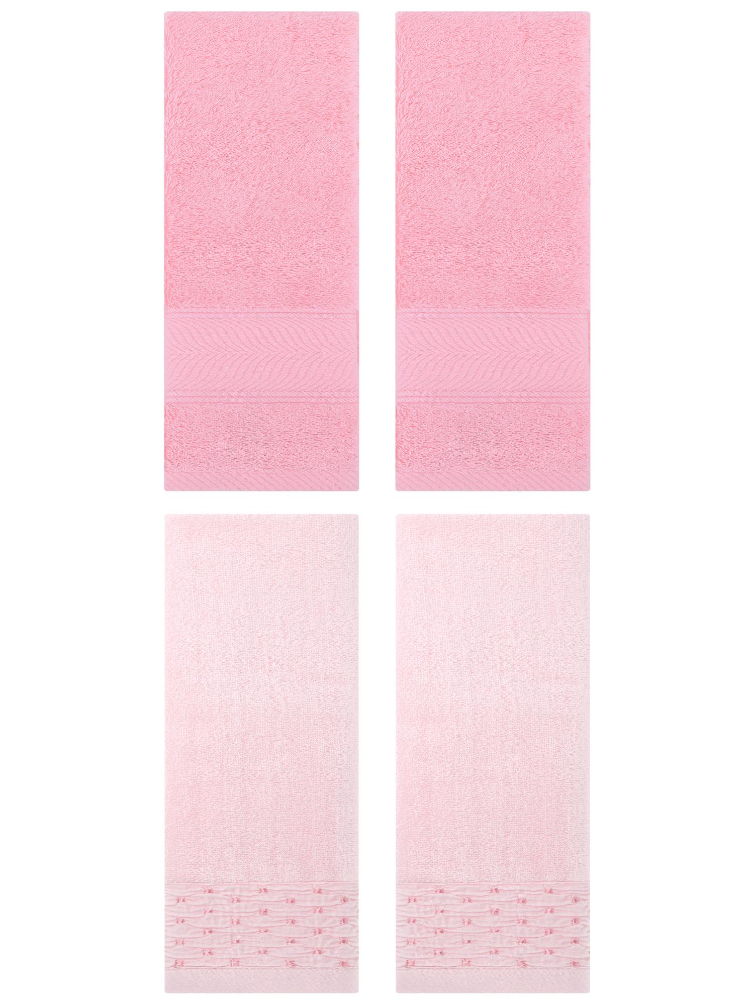Unique Bargains 4 Pcs Cotton Soft Bathroom Hand Towel 14" x 30" Pink