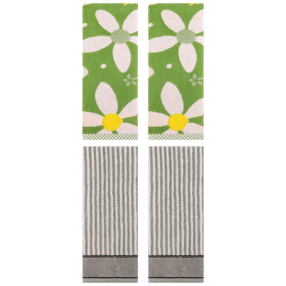 Unique Bargains 4 Pcs Cotton Soft Bathroom Hand Towels 13 x 29 Inch Green/Grey