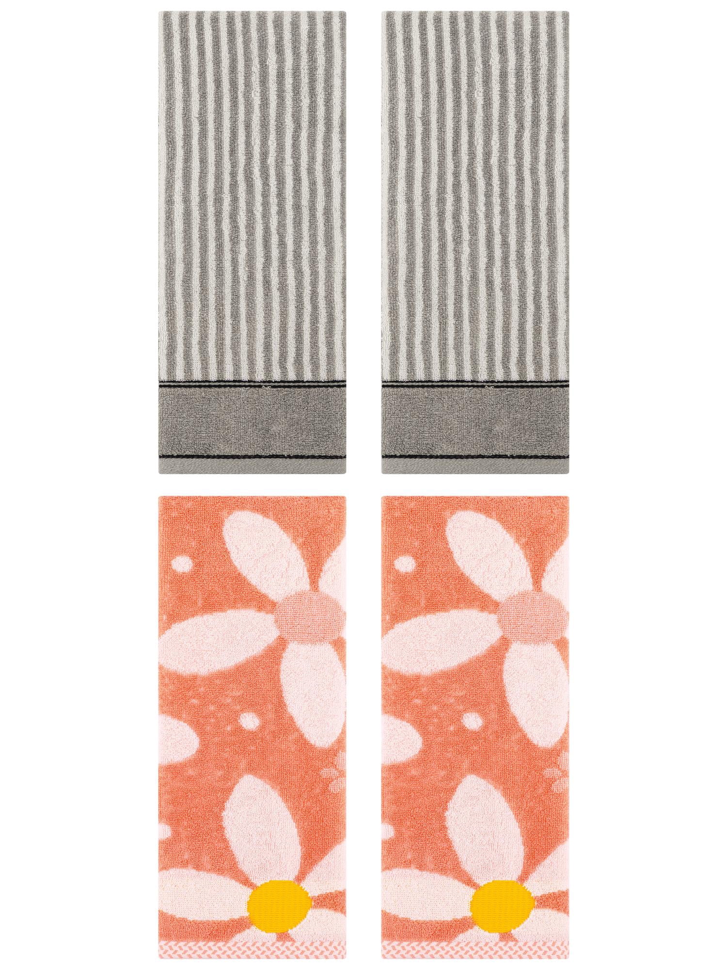 Unique Bargains 4 Pcs Cotton Soft Bathroom Hand Towels 13 x 29 Inch Orange/Grey
