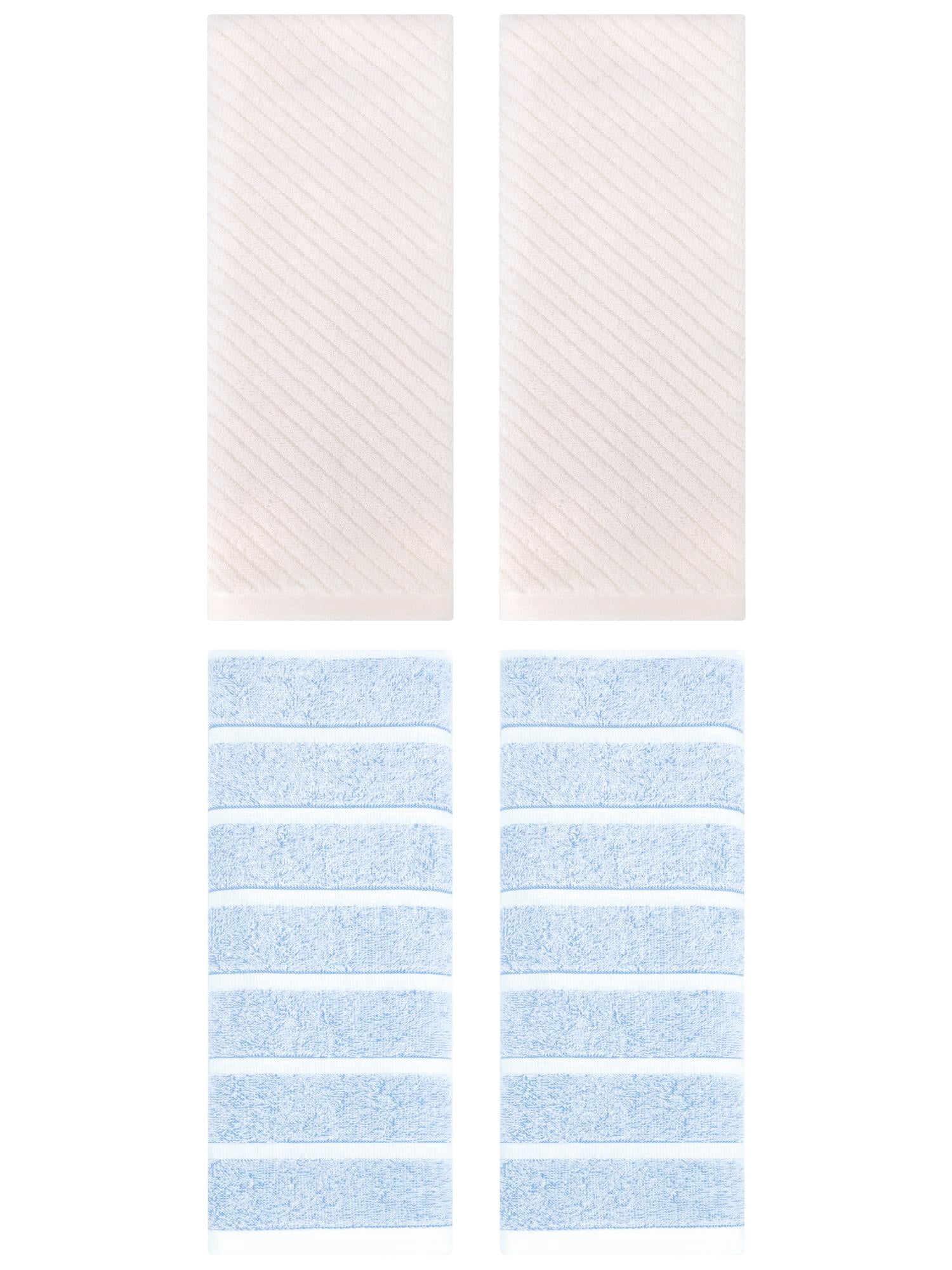 Unique Bargains 4 Pcs Cotton Soft Blue/Beige 13" x 29"/14" x 30"
