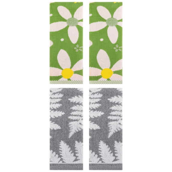 Unique Bargains 4 Pcs Cotton Soft Decorative Hand Towels 13 x 29 Inch Blue/Green