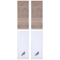 Unique Bargains 4 Pcs Cotton Soft Floral Hand Towels 13" x 29" White/Brown