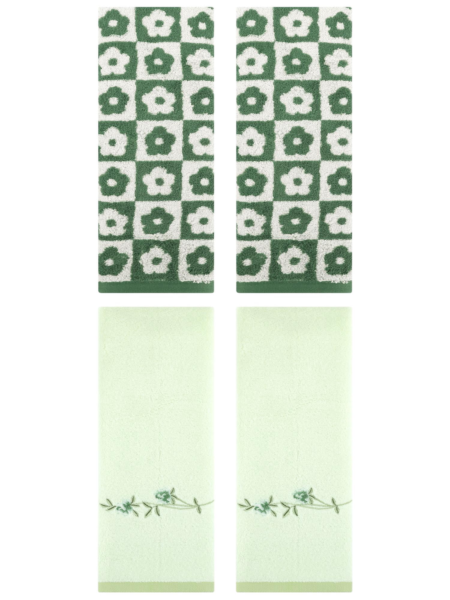 Unique Bargains 4 Pcs Cotton Soft Hand Towel Green 14" x 30"/15" x 30"