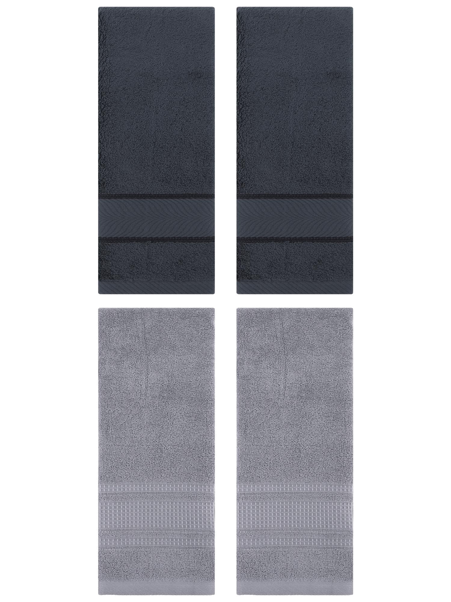 Unique Bargains 4 Pcs Cotton Soft Hand Towel Set Dark Grey/Grey 14" x 30"/13" x 29"