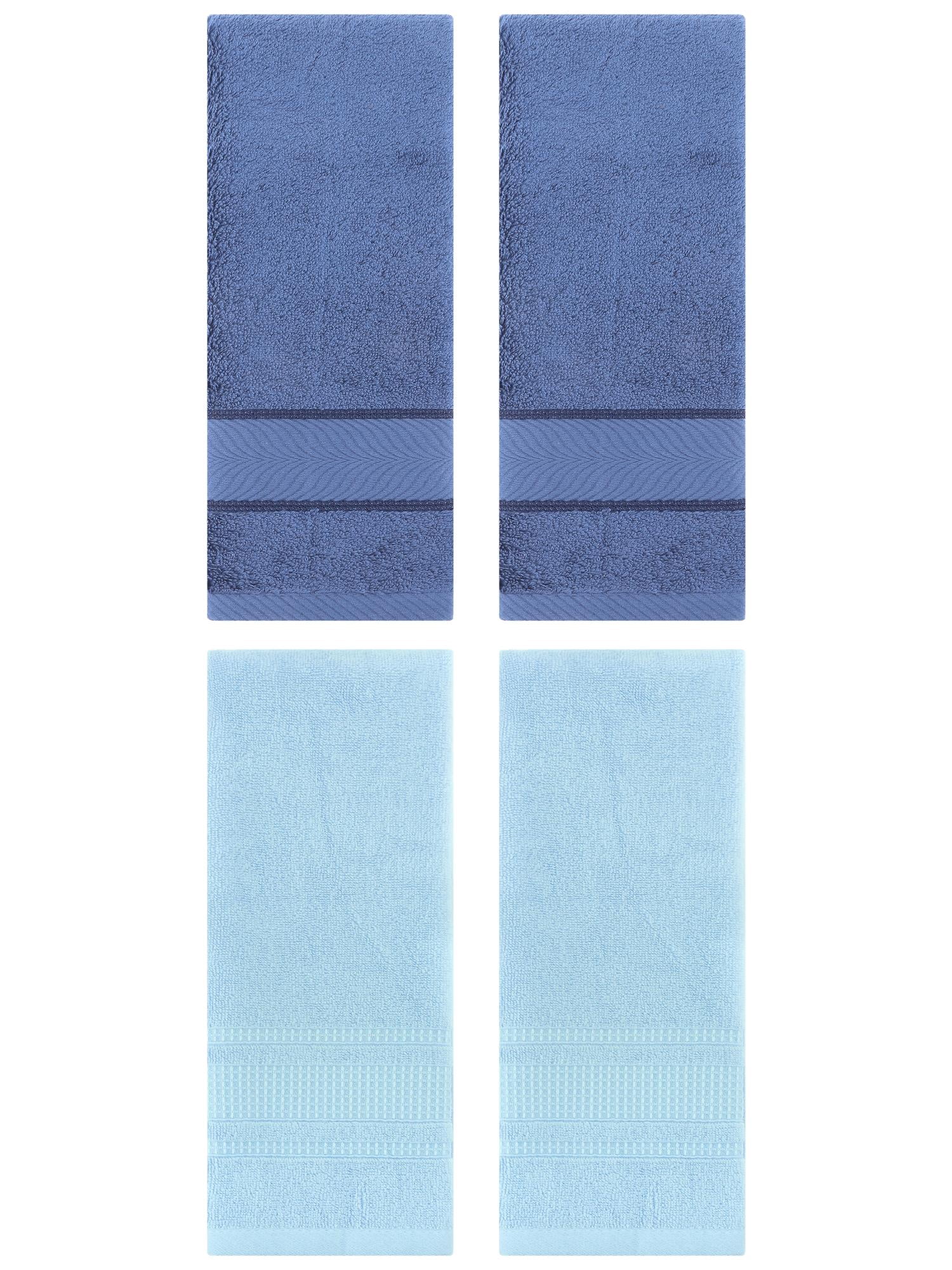 Unique Bargains 4 Pcs Cotton Soft Hand Towel Set Light Blue 14" x 30"/13" x 29"