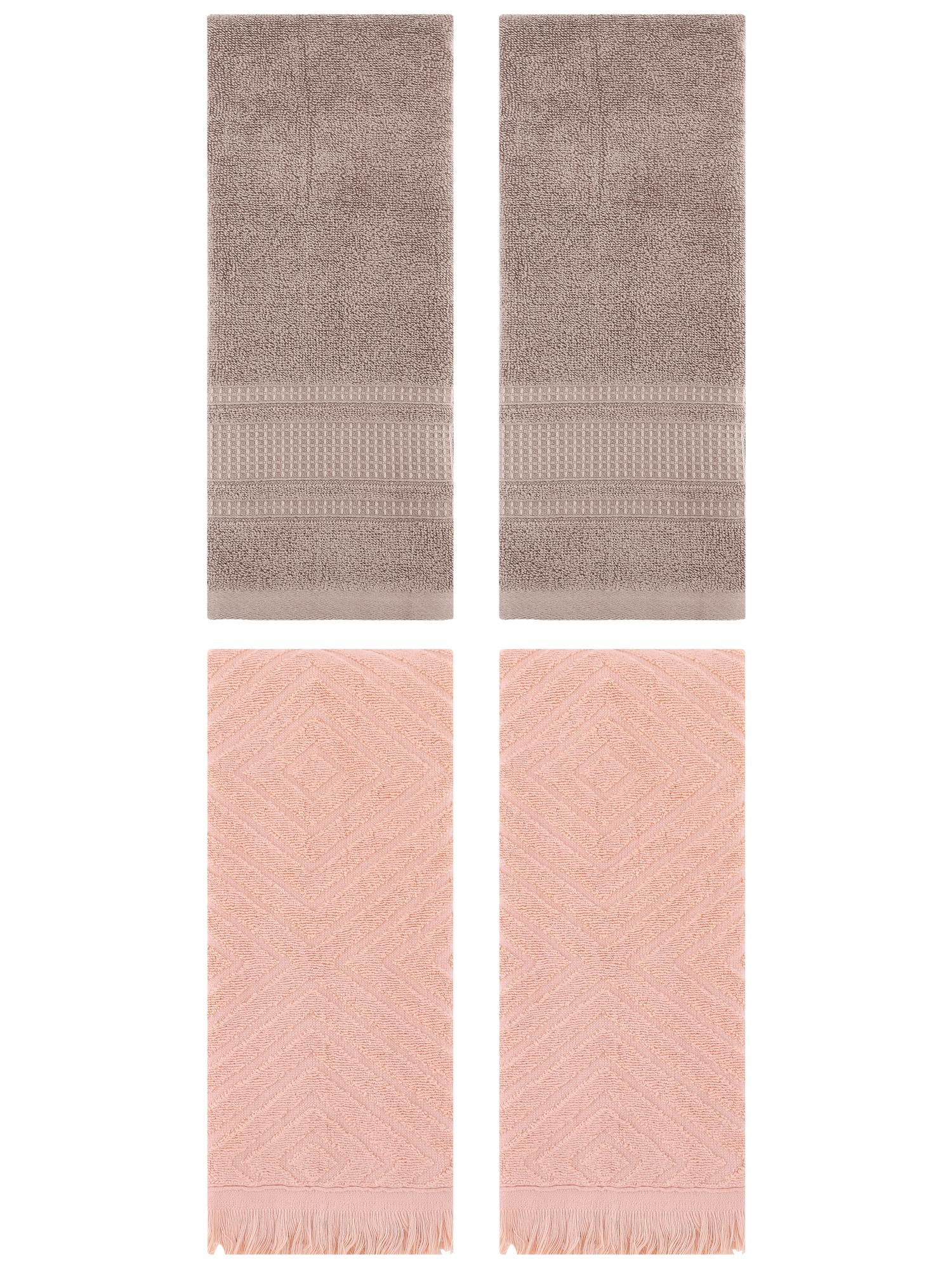 Unique Bargains 4 Pcs Cotton Soft Hand Towels 13" x 29" Orange/Brown