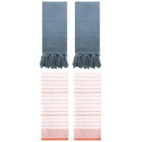 Unique Bargains 4 Pcs Cotton Soft Hand Towels Blue/Pink 14" x 30"/13" x 27"