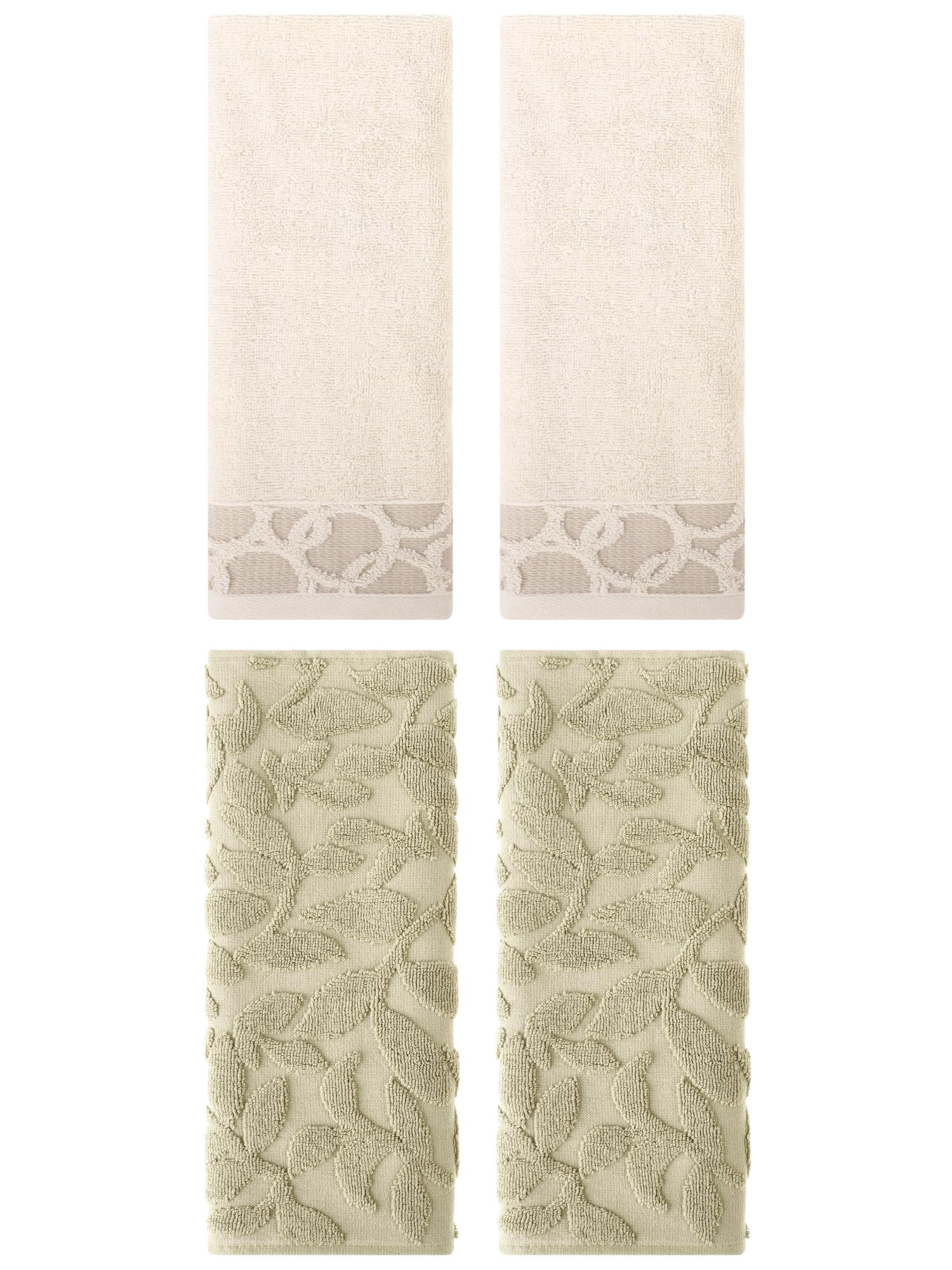 Unique Bargains 4 Pcs Cotton Soft Hand Towels Camel/Khaki 13" x 29"/14" x 30"