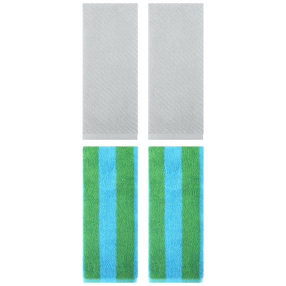 Unique Bargains 4 Pcs Cotton Soft Stripe Hand Towel 14" x 30" Blue Green/Grey