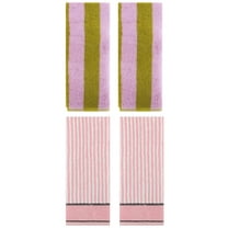 Unique Bargains 4 Pcs Cotton Soft Stripe Hand Towel Pink Brown/Pink 14" x 30"/13" x 29"