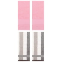 Unique Bargains 4 Pcs Cotton Striped Hand Towel Set Grey/Pink 13" x 29"/14" x 30"