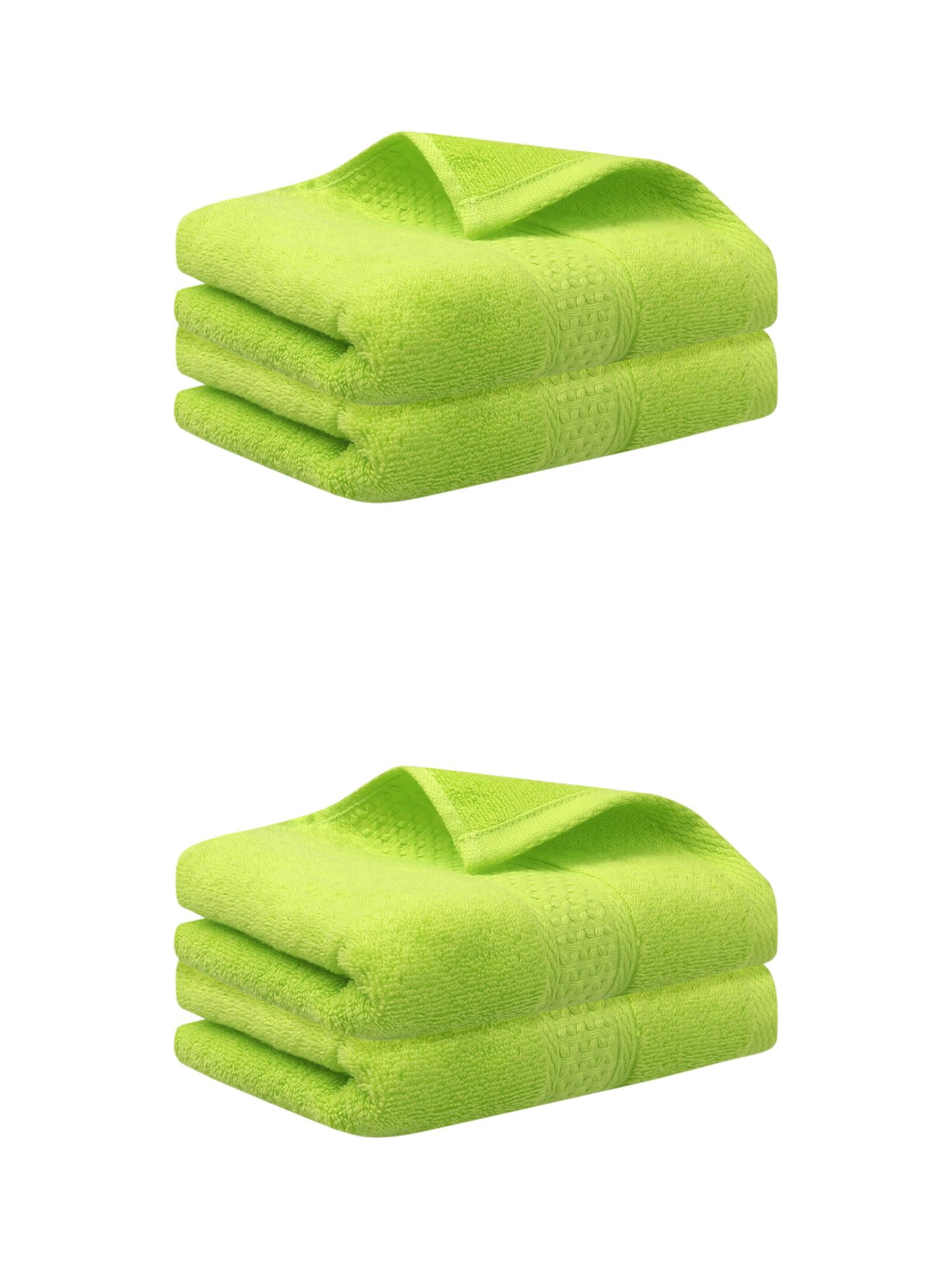 Unique Bargains 4 Pcs Cotton Textured Hand Towels Set Light Green 13"x30"