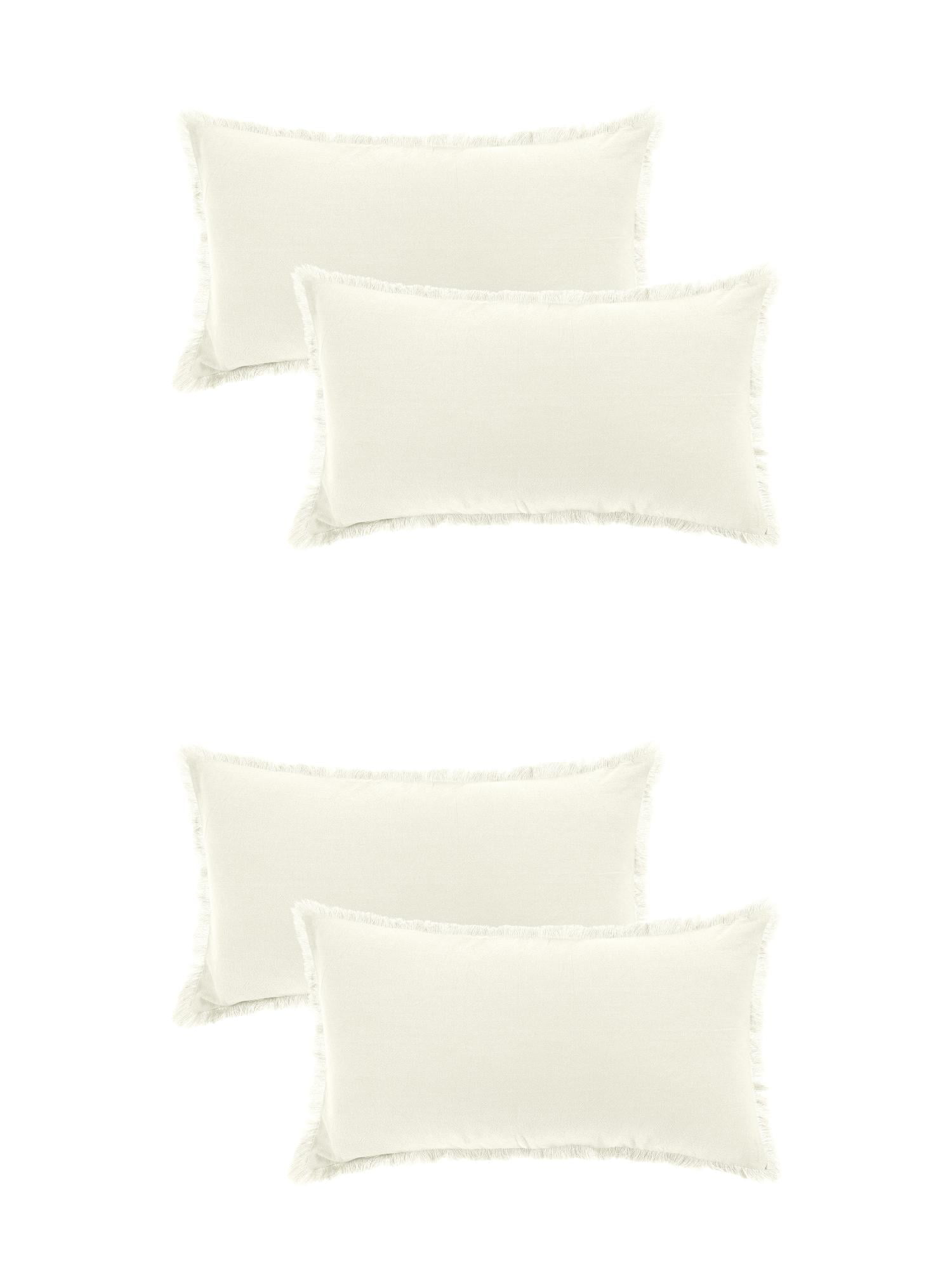 Unique Bargains 4 Pcs Cotton Throw Pillow Cover with Tassel Trim for Home Decor White 12" x 20"