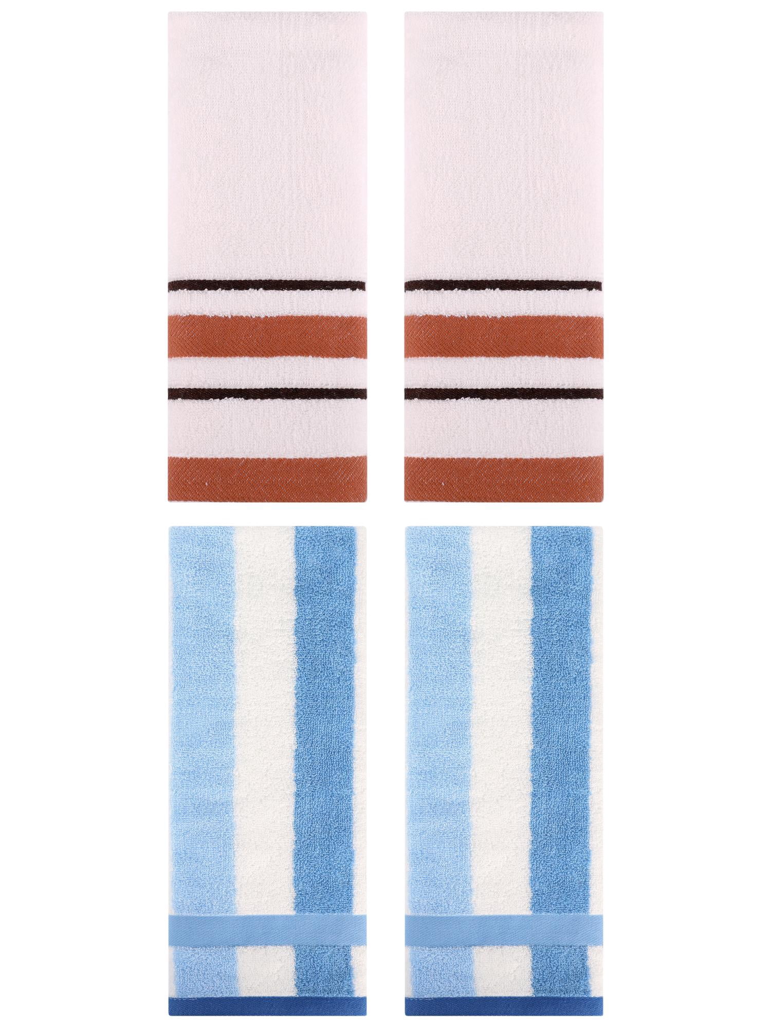 Unique Bargains  4 Pcs Decorative Hand Towel 13" x 29" Blue/Beige