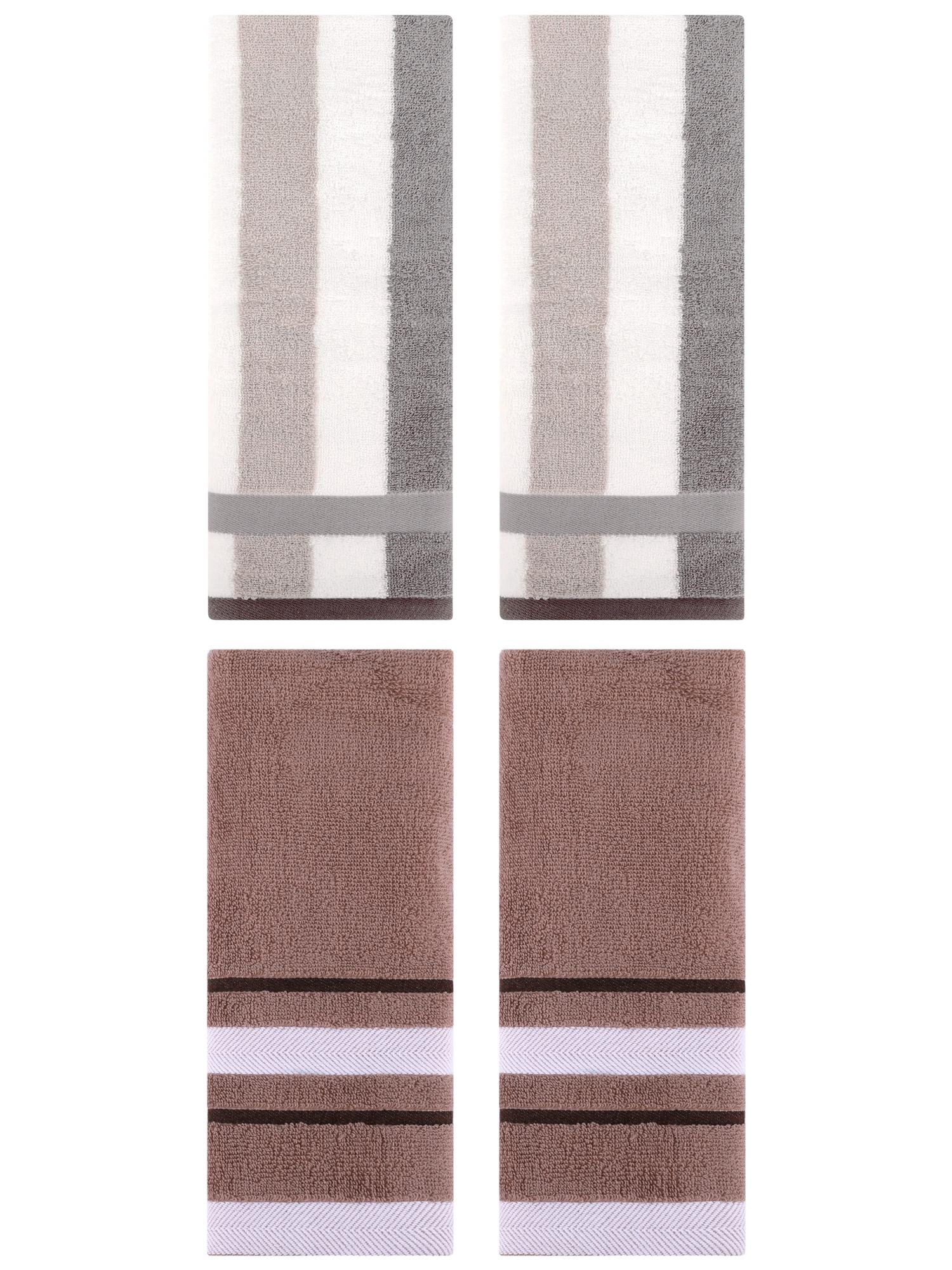 Unique Bargains  4 Pcs Decorative Hand Towel 13" x 29" Grey/Brown