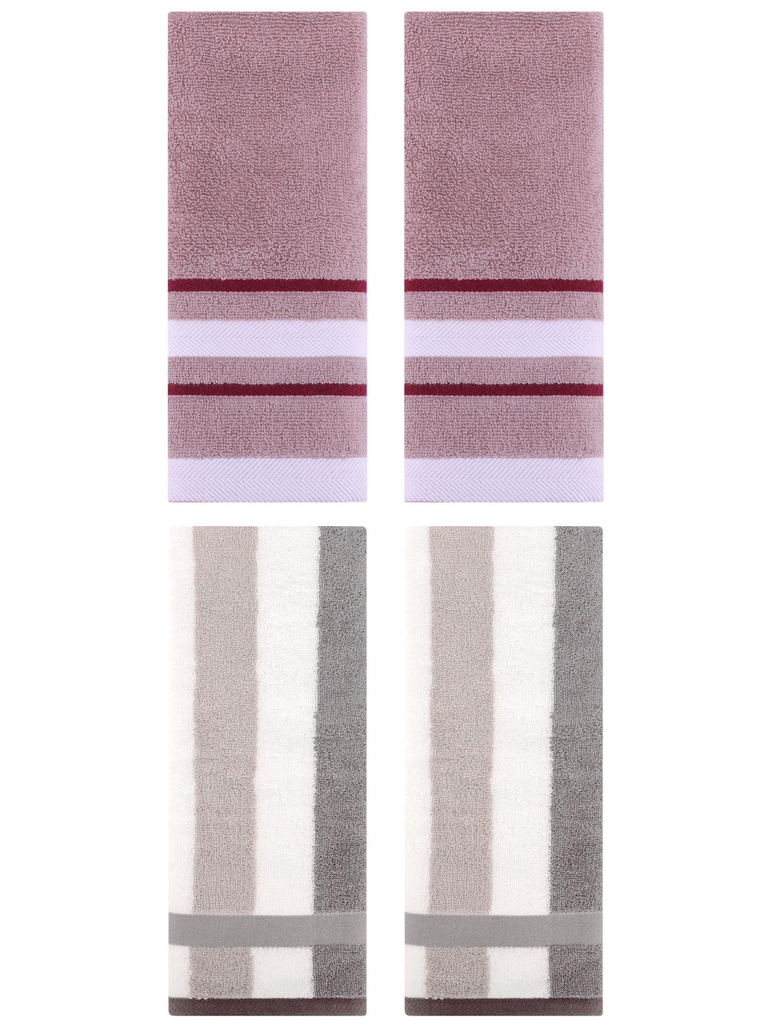 Unique Bargains  4 Pcs Decorative Hand Towel 13" x 29" Grey/Purple