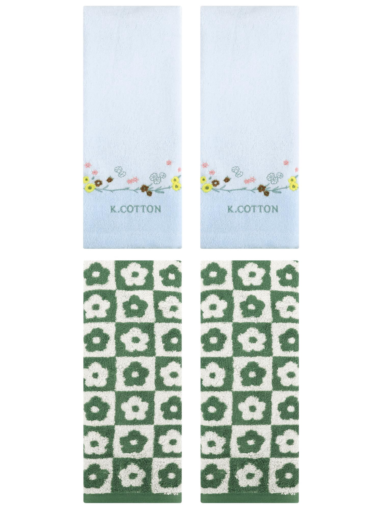 Unique Bargains 4 Pcs Decorative Hand Towel Green/Blue 14" x 30"/13" x 29"