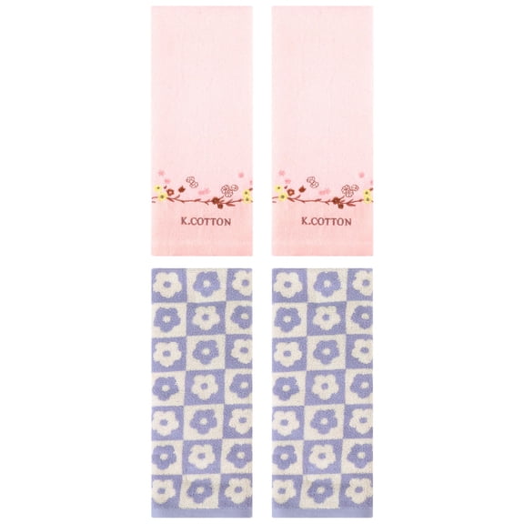 Unique Bargains 4 Pcs Decorative Hand Towel Purple/Pink 14" x 30"/13" x 29"