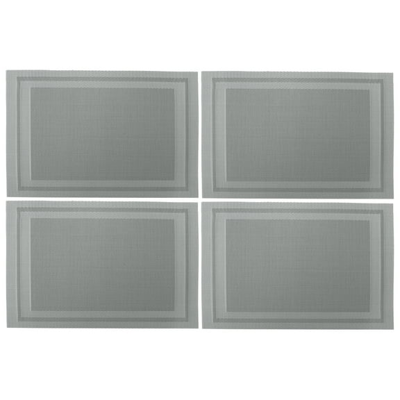 Unique Bargains 4 Pcs Double Frame Pattern Placemats PET Place Mats for Kitchen Table Washable Table Mats Gray