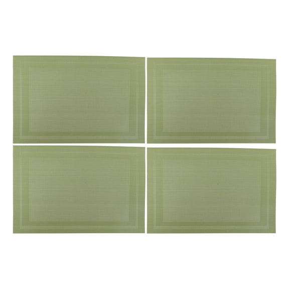 Unique Bargains 4 Pcs Double Frame Pattern Placemats PET Place Mats for Kitchen Table Washable Table Mats Green