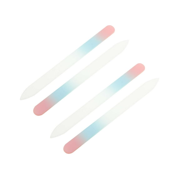 Unique Bargains 4 Pcs Dual-Color Glass Multifunctional Nail File Manicure Tool Orange Pink Gradient Sky Blue